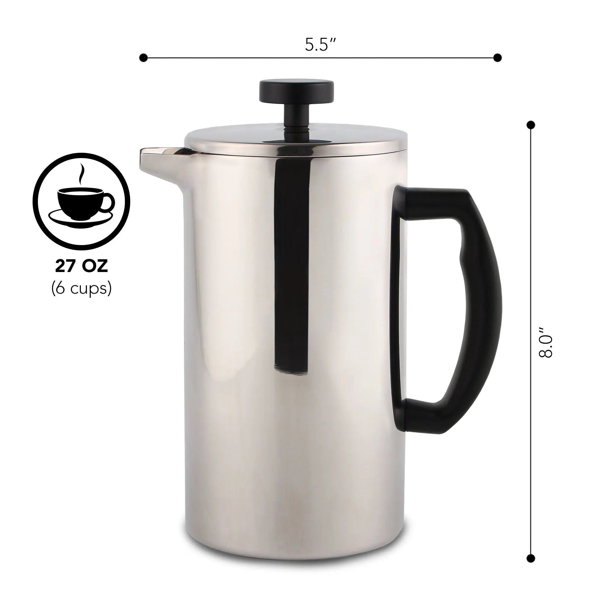 Stainless Steel French Press, KF1020 Kaffe Products