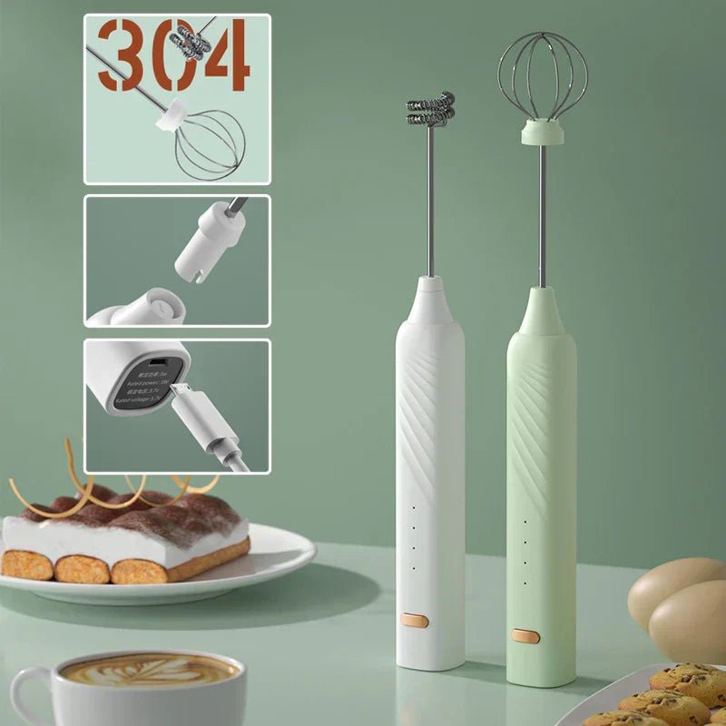 DecorBites™ Electric Milk Frother 3 Speeds Coffee Mixer Egg Beater Foam Maker - E - coffee