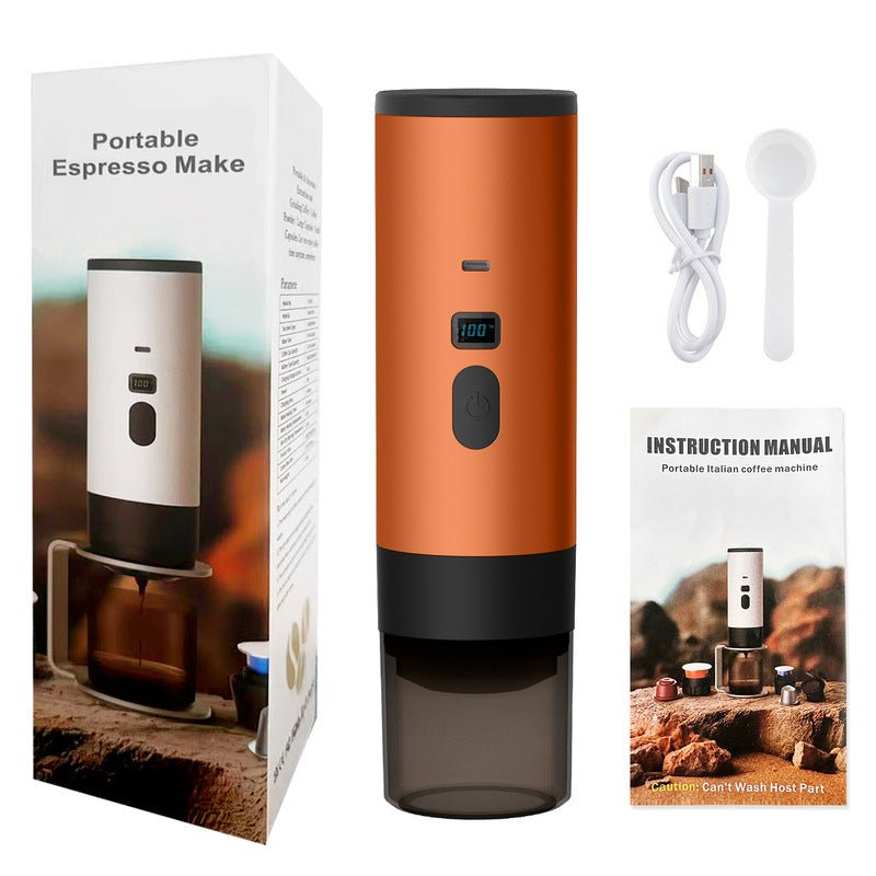 Portable Wireless 3 - in - 1 Espresso Maker, 7800mAh, Car/Home/Camping, Ground/Capsule Coffee. - E - coffee