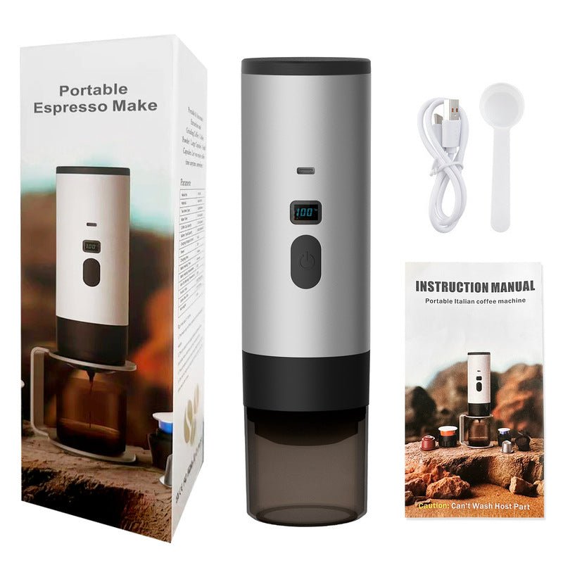 Portable Wireless 3 - in - 1 Espresso Maker, 7800mAh, Car/Home/Camping, Ground/Capsule Coffee. - E - coffee